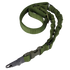 The Condor Adder Double Bungee 1-Point Sling is a green tactical nylon sling with a plastic buckle, metal clip, adjustable straps, and elastic bungee sections for flexibility.