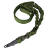 The Condor Adder Double Bungee 1-Point Sling is a green tactical nylon sling with a plastic buckle, metal clip, adjustable straps, and elastic bungee sections for flexibility.