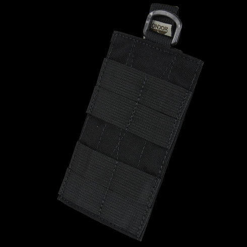 The Condor TSRS Shotshell Platform is a black tactical nylon pouch with front webbing, perfect for bushcraft or military use, and features a small CONDOR tag near the top.