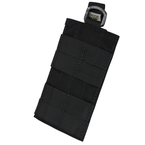 The Condor TSRS Shotshell Platform is a black tactical nylon pouch with front webbing, perfect for bushcraft or military use, and features a small CONDOR tag near the top.