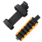 The Condor TSRS Buttstock Shell Platform includes two black nylon straps with hook-and-loop fasteners: one plain, and one featuring elastic loops that hold eight orange foam darts.