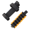 The Condor TSRS Buttstock Shell Platform includes two black nylon straps with hook-and-loop fasteners: one plain, and one featuring elastic loops that hold eight orange foam darts.