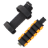 The Condor TSRS Buttstock Shell Platform includes two black nylon straps with hook-and-loop fasteners: one plain, and one featuring elastic loops that hold eight orange foam darts.