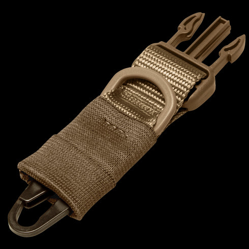 The Condor HK Hook Upgrade Kit features a brown nylon strap with a plastic buckle, metal D-ring, and metal clip—ideal for securing gear or accessories.