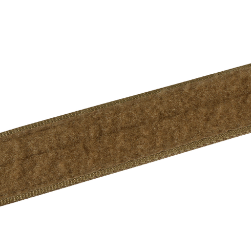 Close-up of the Condor Cobra Tactical Belt in brown, featuring visible edge stitching and a blurred brown background—perfect for EDC or bushcraft use.