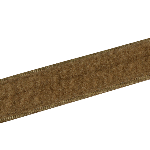 Close-up of the Condor Cobra Tactical Belt in brown, featuring visible edge stitching and a blurred brown background—perfect for EDC or bushcraft use.