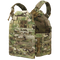 The Condor Cyclone RS Plate Carrier in MultiCam features a camouflage pattern, MOLLE webbing, and quick-release buckles on the shoulders and sides.
