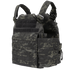 The Cyclone RS Plate Carrier by Condor in MultiCam Black, featuring multiple attachment points and adjustable straps, is shown from a three-quarter angle.
