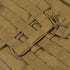 Close-up of tan MOLLE webbing with paracord loops on the Condor Cyclone RS Plate Carrier in MultiCam, highlighting the attachment system and textured fabric.