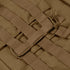 Close-up of brown nylon MOLLE webbing straps and loops on the Condor Cyclone RS Plate Carrier, designed for military and law enforcement professionals.