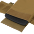 Close-up of the Condor Cyclone RS Plate Carrier in MultiCam, featuring a partially open tan fabric pouch with hook-and-loop fastener, revealing a black foam pad inside.