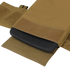 Close-up of the Condor Cyclone RS Plate Carrier in MultiCam, featuring a partially open tan fabric pouch with hook-and-loop fastener, revealing a black foam pad inside.