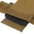 Close-up of the Condor Cyclone RS Plate Carrier in MultiCam, featuring a partially open tan fabric pouch with hook-and-loop fastener, revealing a black foam pad inside.