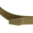 Close-up of the Condor Hybrid EDC Belt in tan or olive green with a hook-and-loop fastener, designed for tactical, military, or law enforcement use, displayed against a matching vertically striped background.