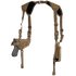 The Condor Universal Shoulder Holster in tan features an attached pistol holster and magazine pouch, displayed against a plain background.