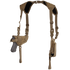 The Condor Universal Shoulder Holster in tan features an attached pistol holster and magazine pouch, displayed against a plain background.