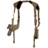 The Condor Universal Shoulder Holster in tan features an attached pistol holster and magazine pouch, displayed against a plain background.
