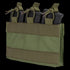 The Condor M4 Mag Insert is a green tactical pouch that securely holds three black rifle magazines with retention straps.