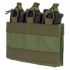 The Condor M4 Mag Insert is a green tactical pouch that securely holds three black rifle magazines with retention straps.