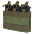 The Condor M4 Mag Insert is a green tactical pouch that securely holds three black rifle magazines with retention straps.