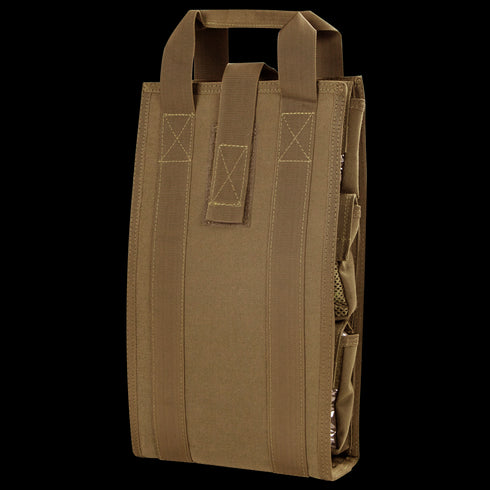 The Condor Pack Insert is a tan tactical nylon pouch with reinforced stitching and dual top handles, perfect for bushcraft or attaching essential gear at the shooting range.