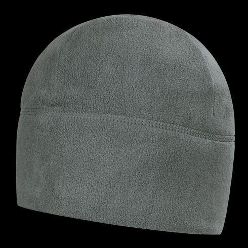 The Condor Watch Cap is a plain grey fleece beanie with simple seam detailing, ideal for bushcraft or EDC, displayed on a white background.