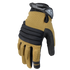 The Condor Stryker Padded Knuckle Glove in tan and black features reinforced knuckles and an adjustable wrist strap, designed for law enforcement or EDC use at the shooting range.