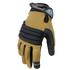 The Condor Stryker Padded Knuckle Glove in tan and black features reinforced knuckles and an adjustable wrist strap, designed for law enforcement or EDC use at the shooting range.