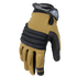 The Condor Stryker Padded Knuckle Glove in tan and black features reinforced knuckles and an adjustable wrist strap, designed for law enforcement or EDC use at the shooting range.