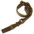 The Condor Cobra 1-Point Bungee Sling in tan features quick-release buckles and reinforced webbing, making it ideal for law enforcement or EDC. Laid out on a plain background.