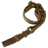 The Condor Cobra 1-Point Bungee Sling in tan features quick-release buckles and reinforced webbing, making it ideal for law enforcement or EDC. Laid out on a plain background.
