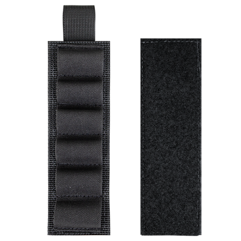 The Condor TSRS Shotshell Strip includes two black nylon strips—one with five elastic loops and a top strap, the other a plain stitched panel—ideal for military or first responders at the shooting range.