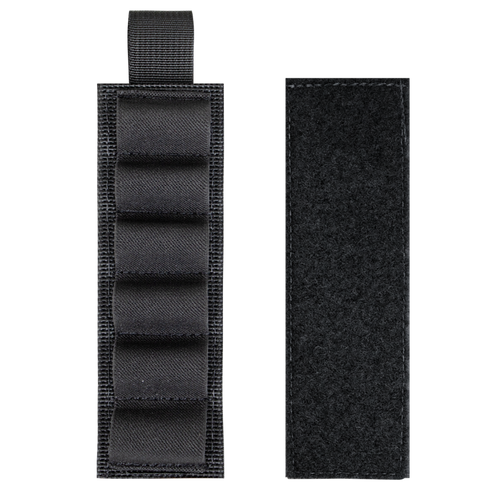 The Condor TSRS Shotshell Strip features two black rectangular panels—one with elastic loops and a top strap, the other plain and textured—displayed side by side on a white background.