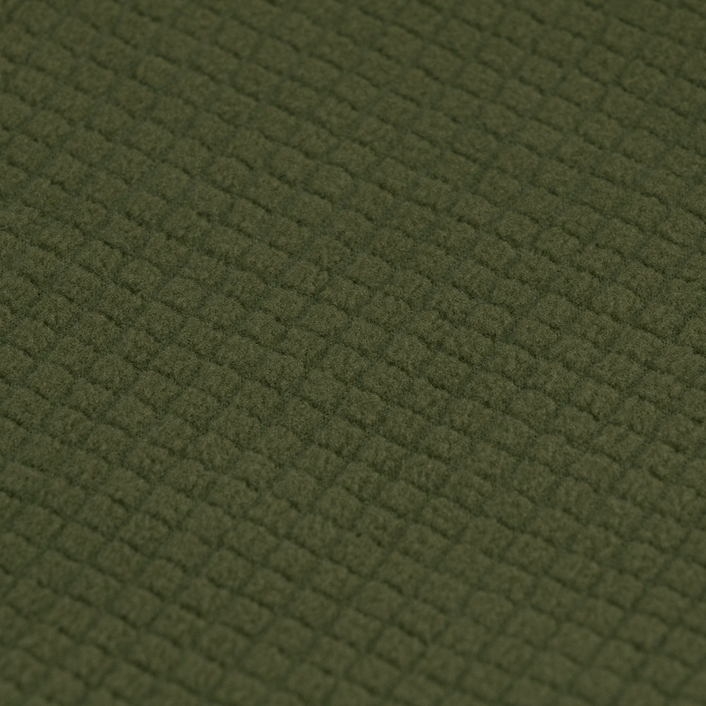 Close-up of the green textured fabric on the Condor Base II Crew Pullover, featuring a grid-like, raised square pattern—an ideal choice for EDC or law enforcement gear.