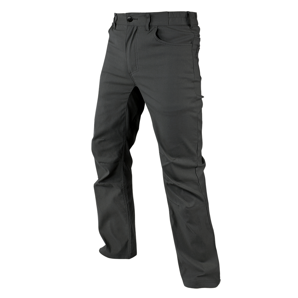 The Condor Cipher Pants are dark gray, straight-leg pants with front and back pockets, perfect for law enforcement or shooting range use, shown against a plain white background.
