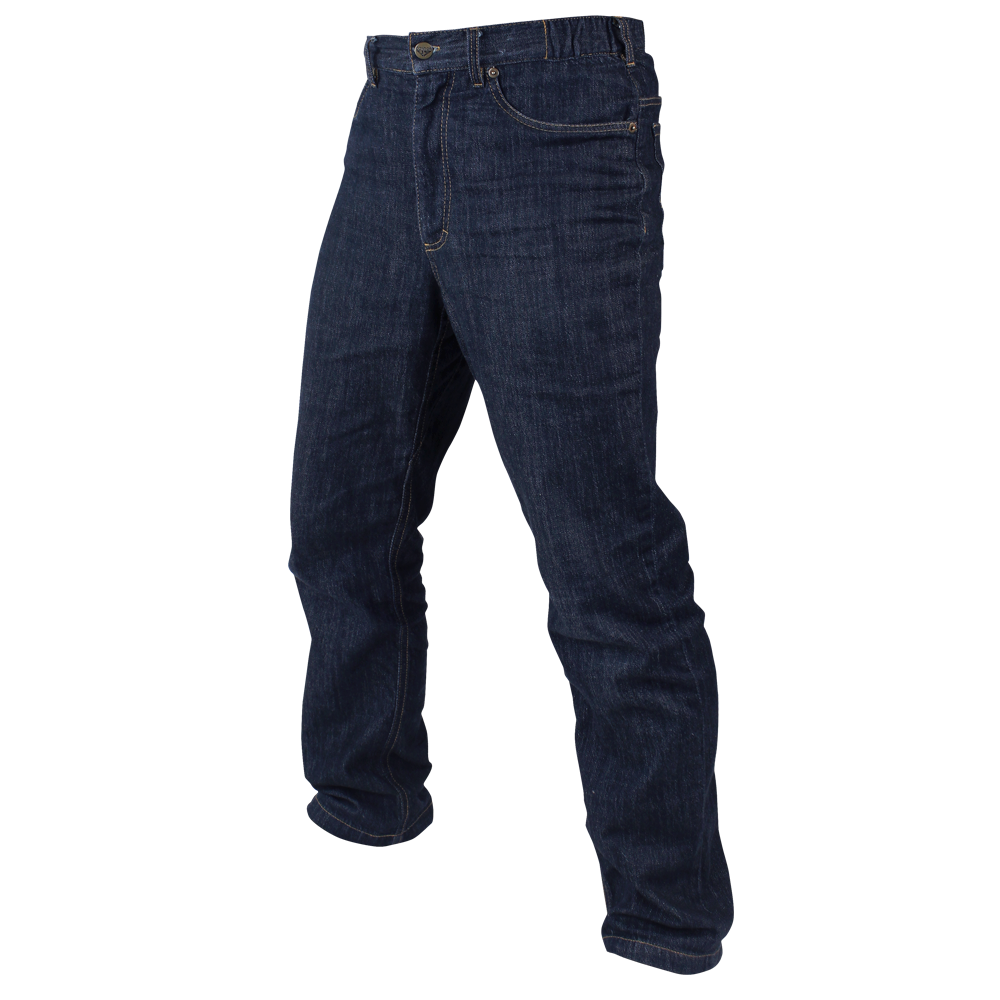 Condor Cipher Jeans displayed in dark blue denim on a white background, photographed from the front and at a slight side angle.