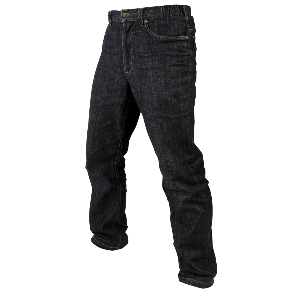 Condor Cipher Jeans: dark blue tactical denim with front and back pockets, displayed on a white background.