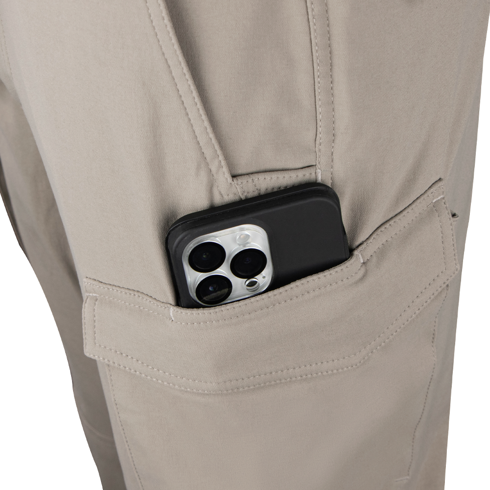 A smartphone with three rear cameras is partially visible in the side pocket of Condor Patrol ADF Pants.