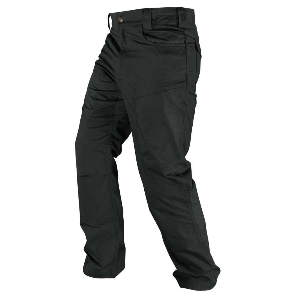 The Condor Odyssey Pants Gen III are black tactical cargo pants with multiple pockets, ideal for first responders, shown on a white background.