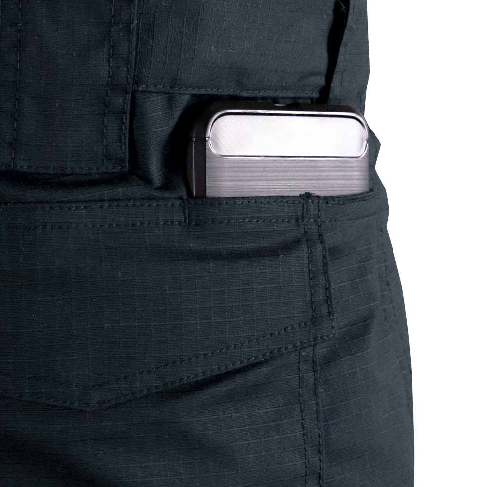 A metallic rectangular object partially sticks out of the back pocket of Condor Mens Protector EMS Pants.
