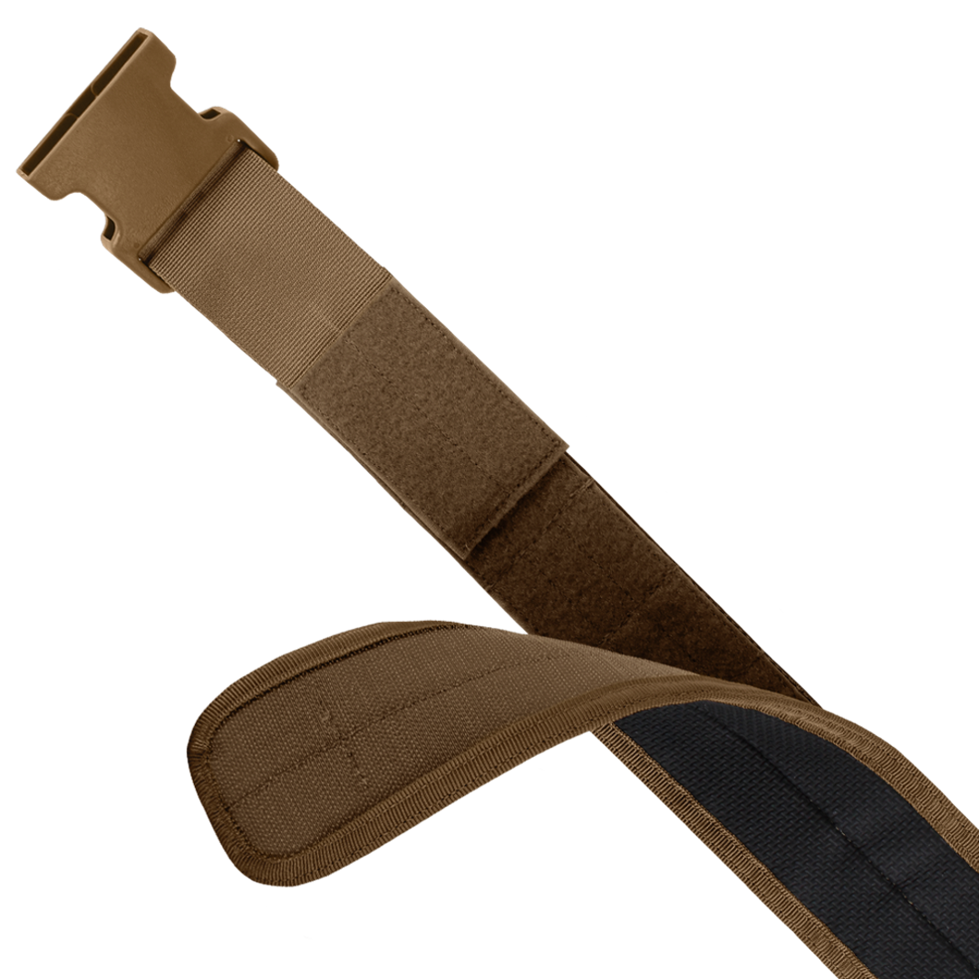 Close-up of the Condor LCS Gun Belt, featuring a plastic buckle and padded section for comfort and durability—perfect for military or law enforcement professionals.