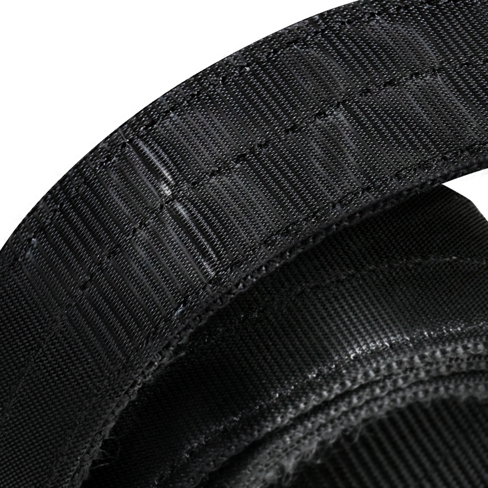 Close-up of the Condor Inner Belt, a black hook-and-loop fastener, highlighting its textured fibers for secure, reliable attachment—ideal for military and bushcraft gear.