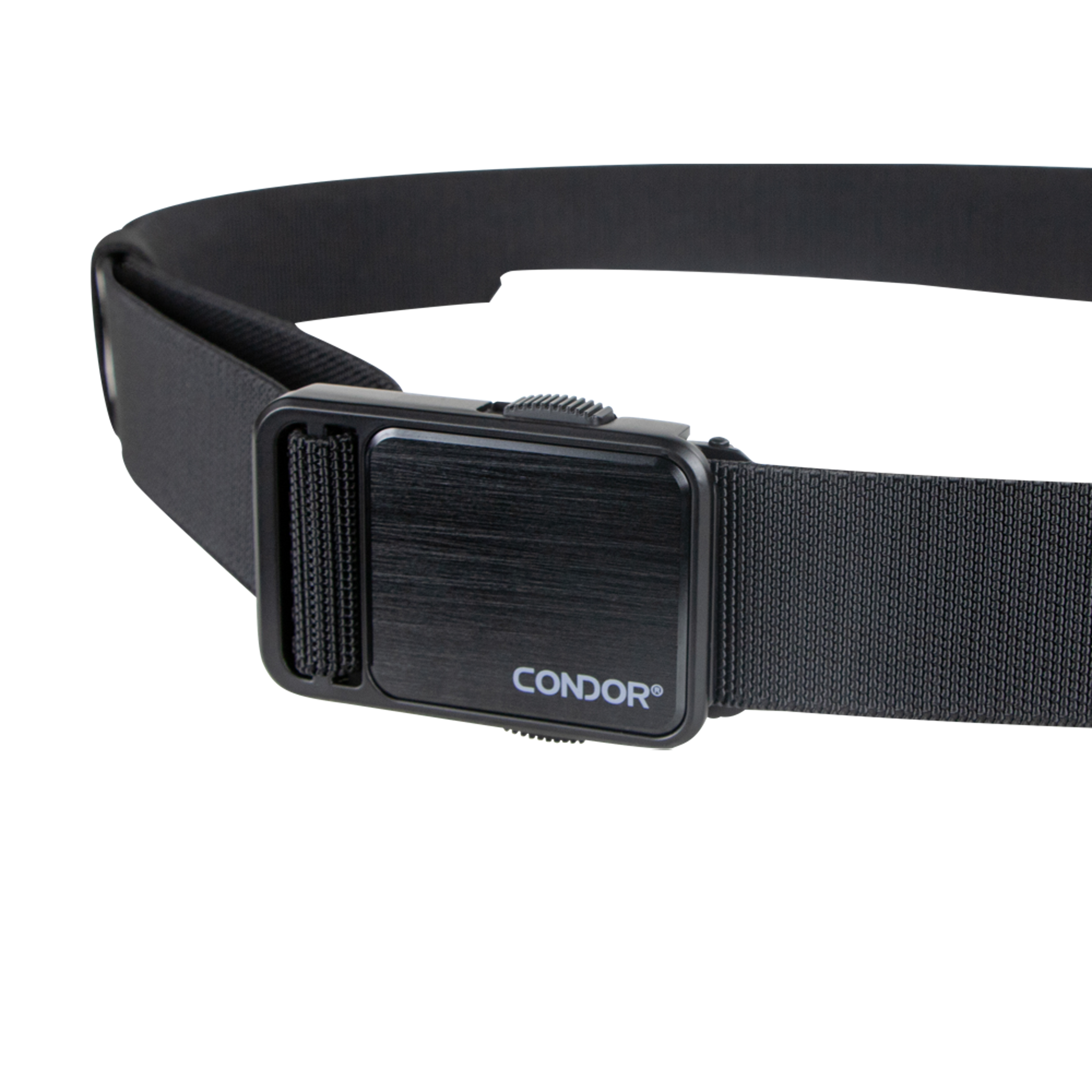 The Condor EDC Belt is a black tactical belt with a rectangular metal buckle, featuring the Condor logo in white.