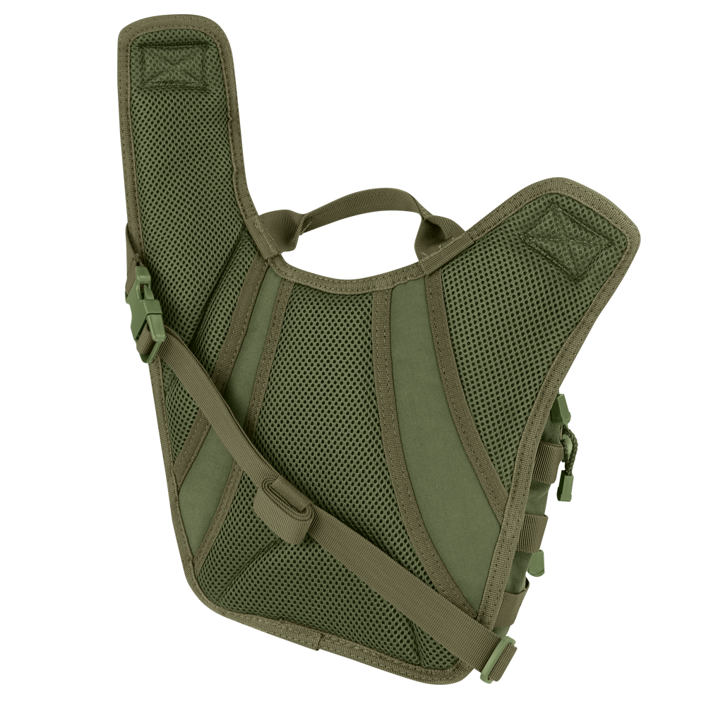 The Condor EDC Bag features an olive green design with adjustable straps and a top handle, offering secure and comfortable carry.