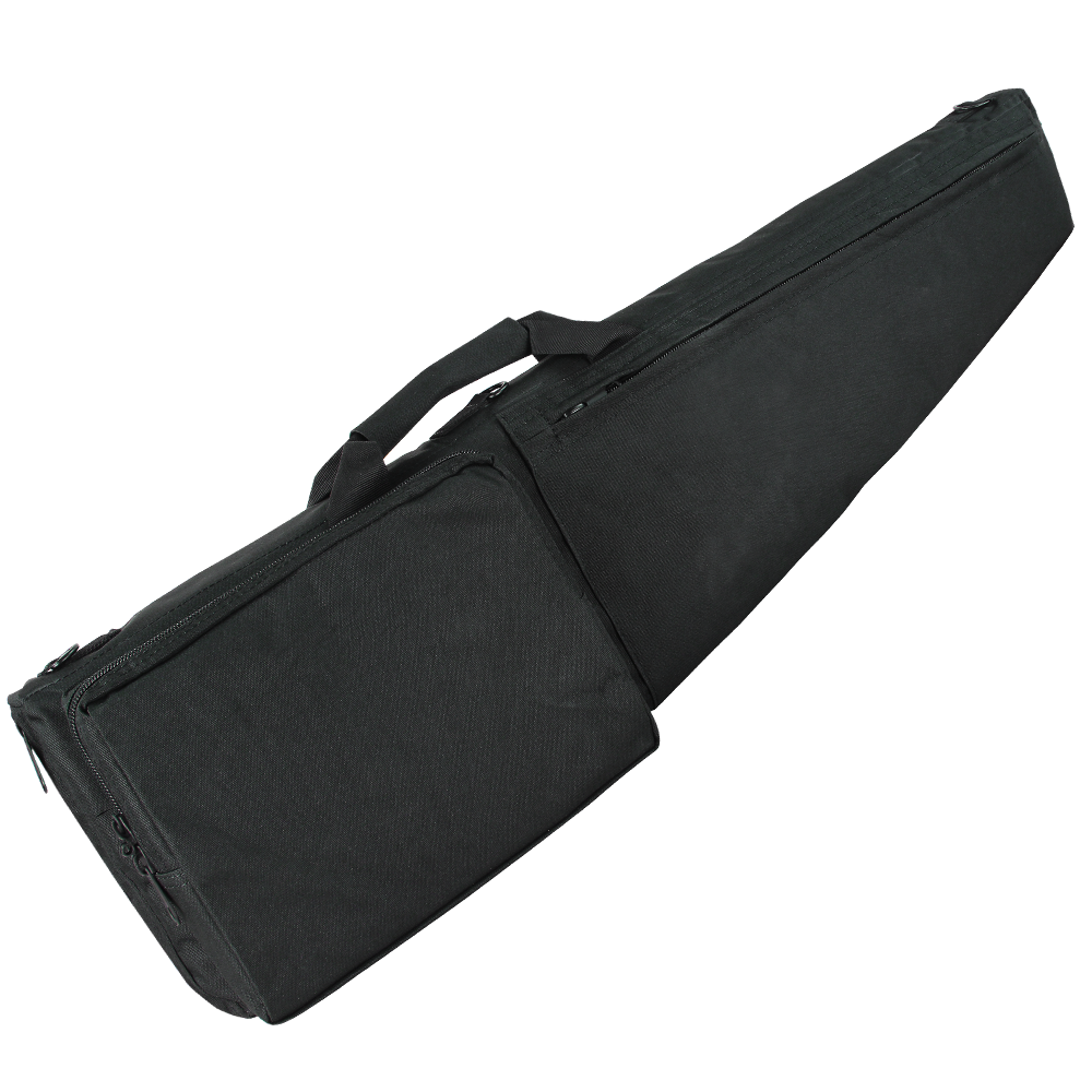 The Condor 38 Rifle Case is a black, padded soft case with handles and zippered compartments, designed to carry and protect rifles—ideal for military or law enforcement use.