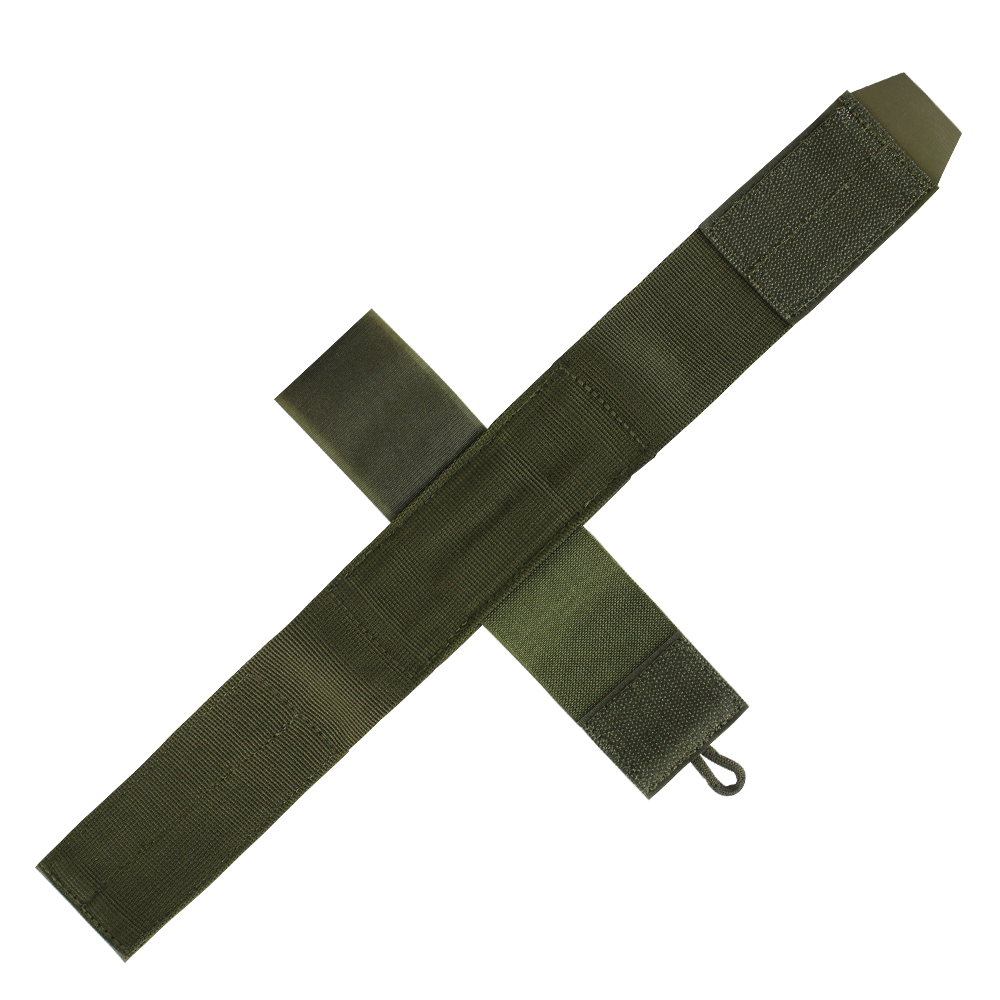 The Condor Universal TQ Pouch features a green nylon strap with Velcro closures and metal hook for easy tourniquet access, shown on a plain background.