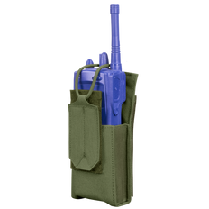 A Condor Patrol Radio Pouch Gen II in Olive Drab fabric with a flap is pictured upright against a plain background.
