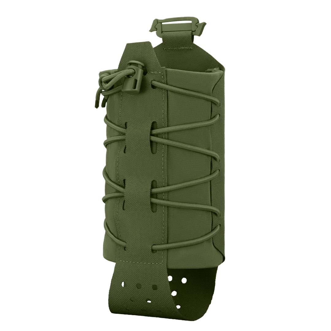 The Condor LACE Everything Pouch in olive green features adjustable bungee cord lacing and a top buckle, ideal for carrying gear or magazines.