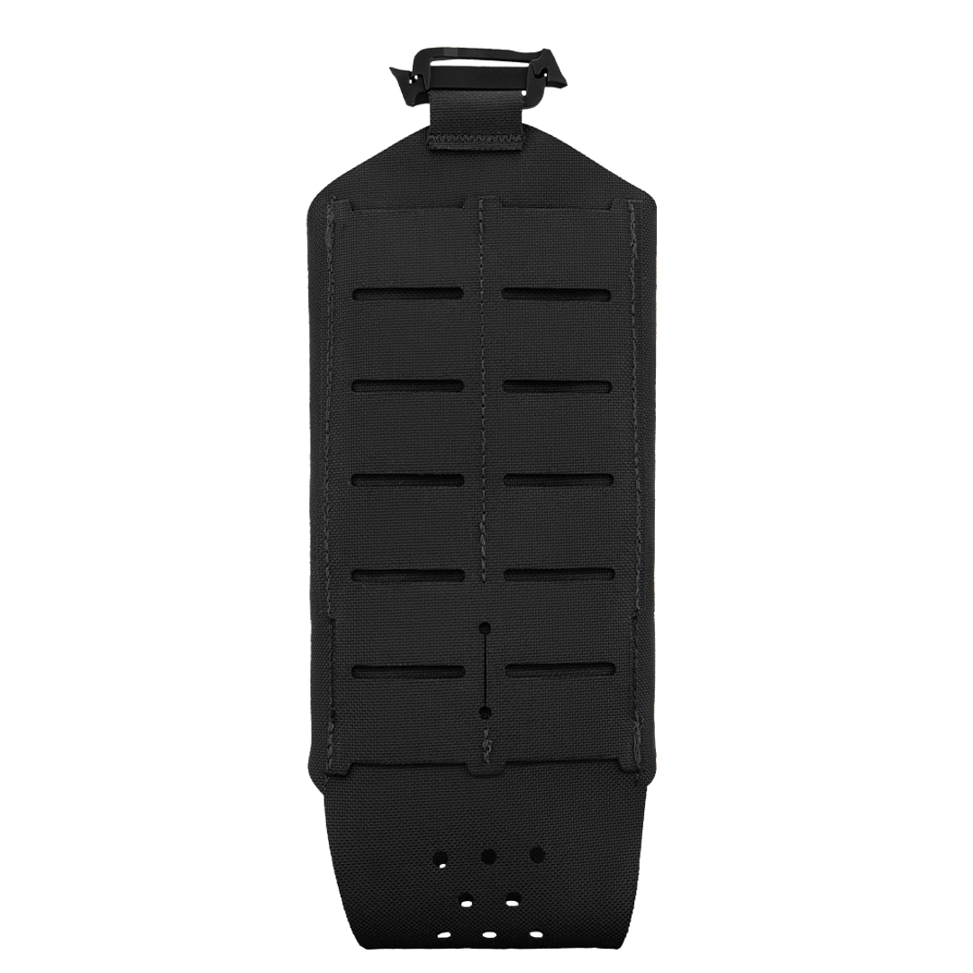The Condor LACE Everything Pouch is a black tactical gear pouch featuring laser-cut slots and a top buckle, shown against a plain white background.
