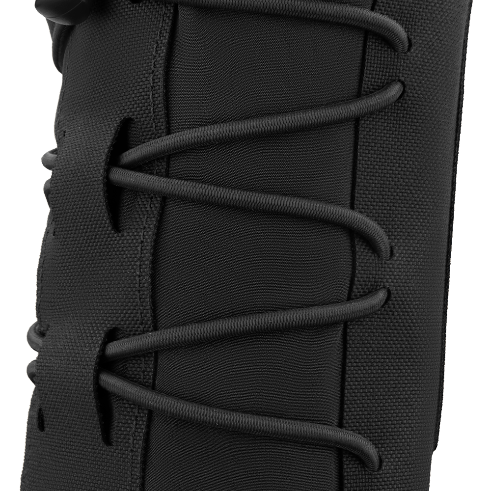 Close-up view of black laces threaded through eyelets on the Condor LACE Everything Pouch.
